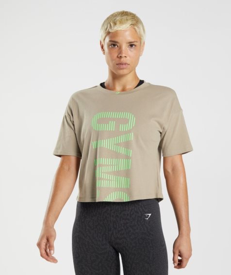 Gymshark 315 Midi T-shirt Dam Khaki | SE-60823M