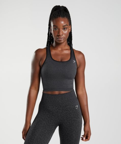 Gymshark Adapt Animal Seamless Crop Linnen Dam Svarta | SE-60458P