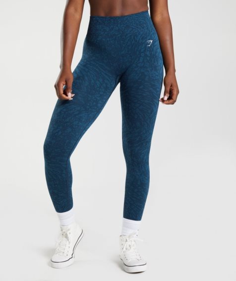 Gymshark Adapt Animal Seamless Leggings Dam Marinblå | SE-09465K