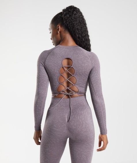 Gymshark Adapt Animal Seamless Spets Up Back Beskurna Toppar Dam Lila | SE-94280O