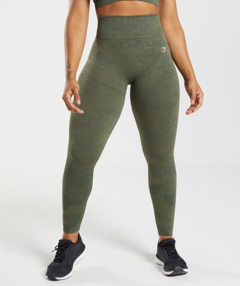 Gymshark Adapt Camo Seamless Leggings Dam Olivgröna | SE-54096M