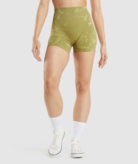 Gymshark Adapt Camo Seamless Shorts Dam Olivgröna | SE-10957N