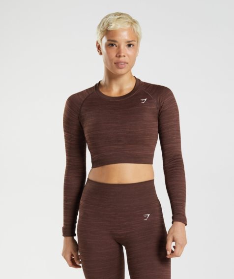 Gymshark Adapt Marl Seamless Long Sleeve Beskurna Toppar Dam Mörkbruna | SE-12960O