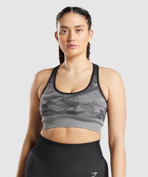 Gymshark Adapt Ombre Seamless Sport Bh Dam Svarta | SE-02365T