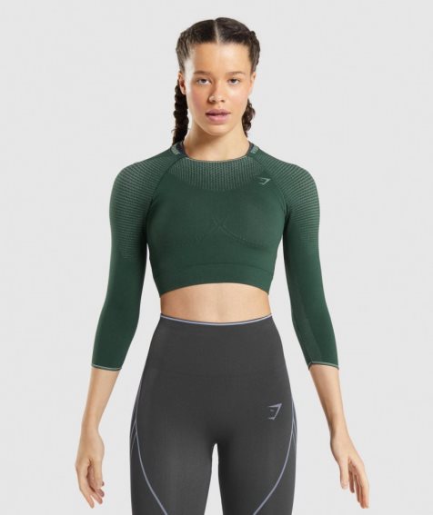 Gymshark Apex Seamless Beskurna Toppar Dam Mörkgröna | SE-58031L