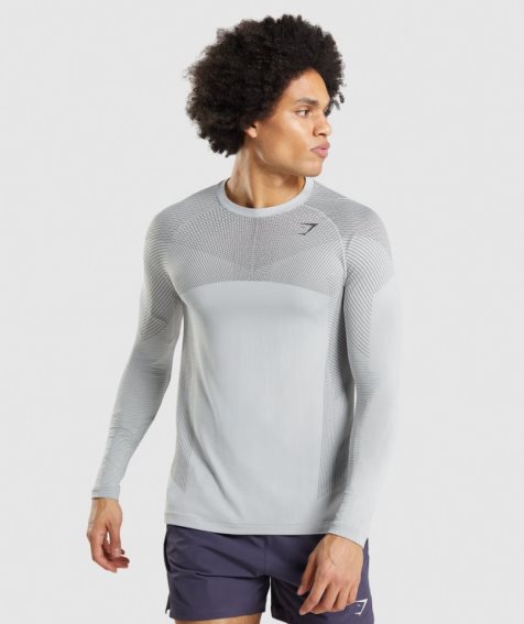 Gymshark Apex Seamless Long Sleeve T-shirt Herr Ljusgrå | SE-62130V