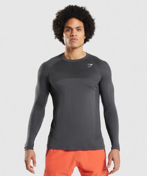 Gymshark Apex Seamless Long Sleeve T-shirt Herr Mörkgrå | SE-71638S