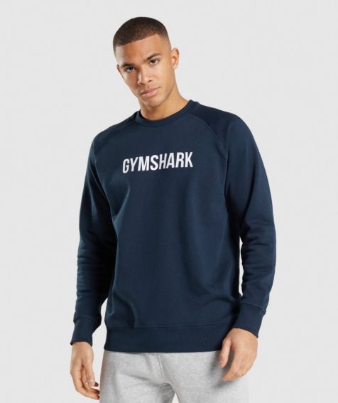 Gymshark Apollo Crew Tröjor Herr Marinblå | SE-01436V