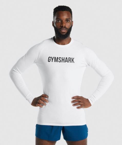 Gymshark Apollo Long Sleeve T-shirt Herr Vita | SE-61953S