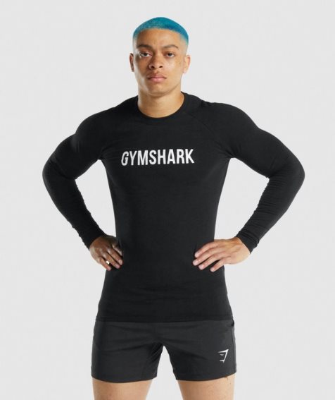 Gymshark Apollo Long Sleeve T-shirt Herr Svarta | SE-92436U