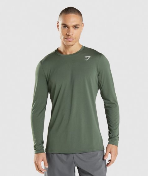 Gymshark Arrival Long Sleeve T-shirt Herr Gröna | SE-48653W