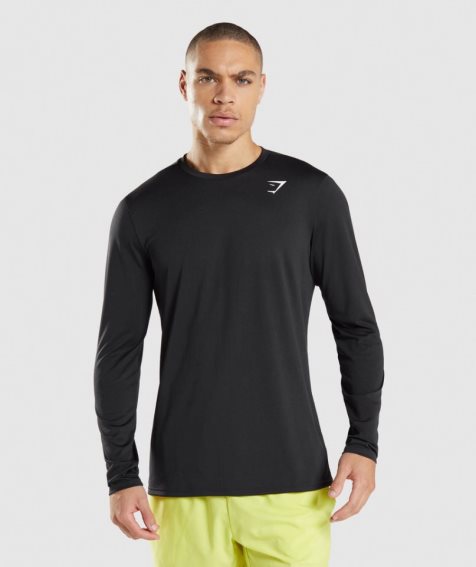 Gymshark Arrival Long Sleeve T-shirt Herr Svarta | SE-53641B