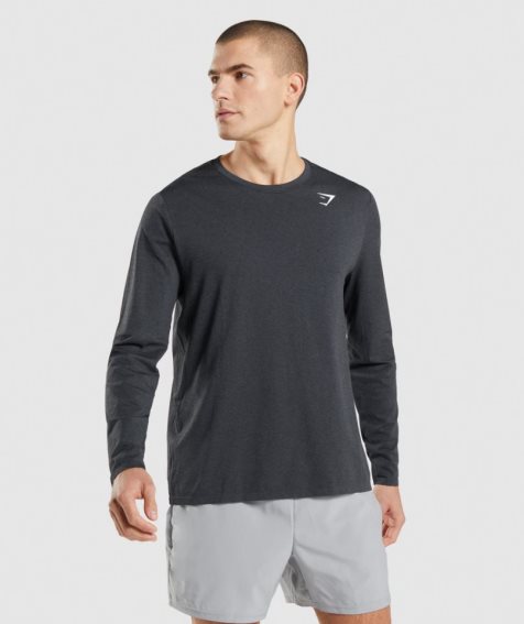 Gymshark Arrival Seamless Long Sleeve T-shirt Herr Svarta | SE-97642Z