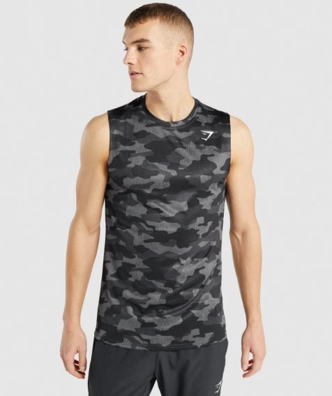 Gymshark Arrival Ärmlös T-shirt Herr Camo | SE-82630O