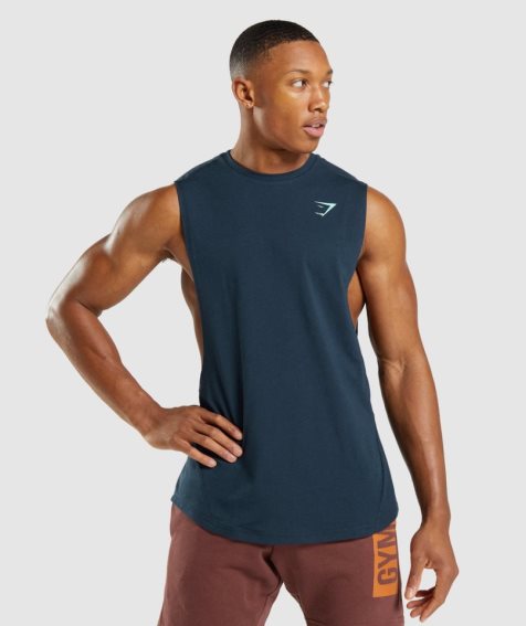 Gymshark Bold Drop Arm Linnen Herr Marinblå | SE-96501Y