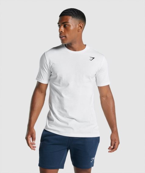 Gymshark Crest T-shirt Herr Vita | SE-13054P