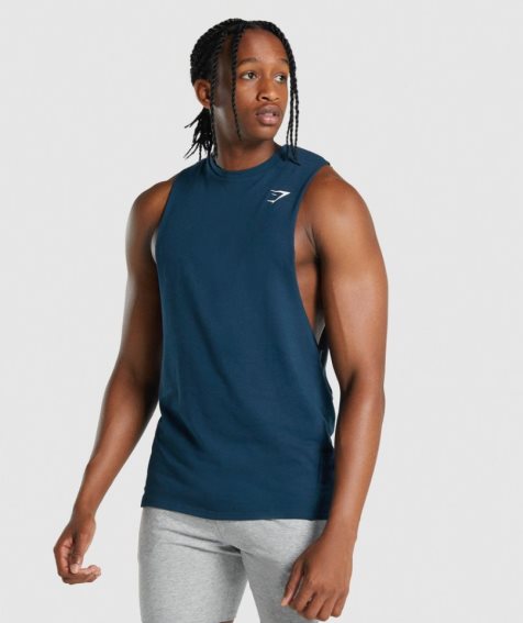 Gymshark Critical 2.0 Drop Arm Linnen Herr Marinblå | SE-93178K