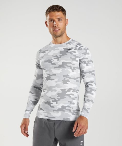 Gymshark Element Baselayer Long Sleeve Top T-shirt Herr Camo | SE-09873L