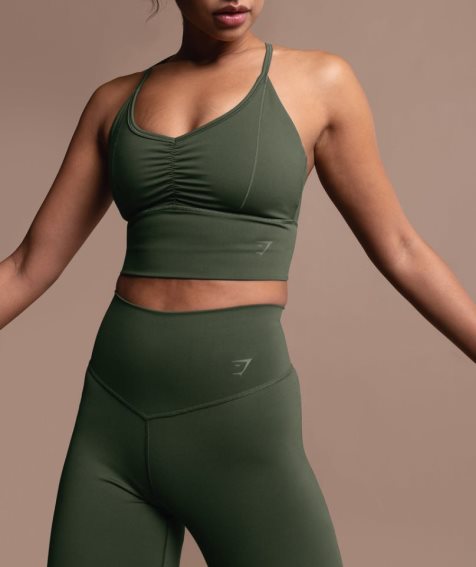 Gymshark Elevate Longline Sport Bh Dam Olivgröna | SE-40387A