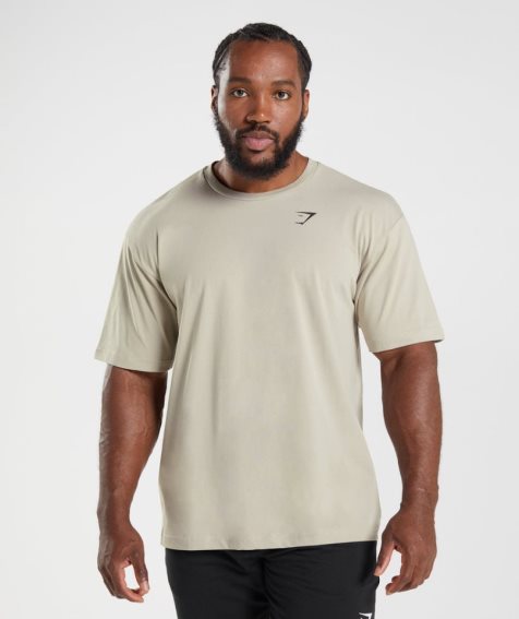 Gymshark Essential Oversized T-shirt Herr Beige | SE-18542Q