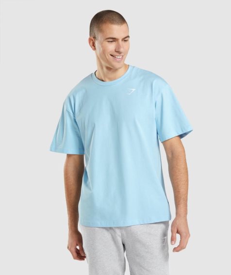 Gymshark Essential Oversized T-shirt Herr Ljusblå | SE-40128C