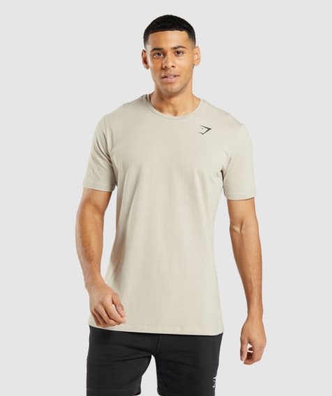 Gymshark Essential T-shirt Herr Beige | SE-57136N