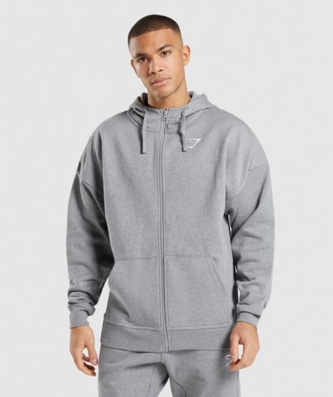 Gymshark Essential Zip Up Hoodie Herr Grå | SE-67429M