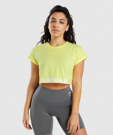 Gymshark Fraction Beskurna Toppar Dam Gula | SE-69207B