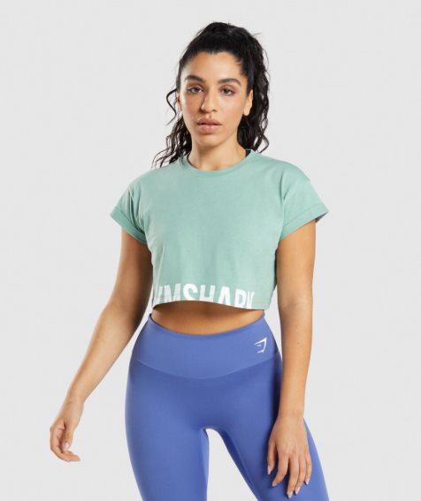 Gymshark Fraction Beskurna Toppar Dam Ljusgröna | SE-82571F