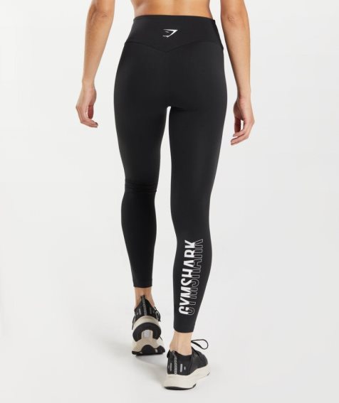 Gymshark Fraction Leggings Dam Svarta Vita | SE-85314D