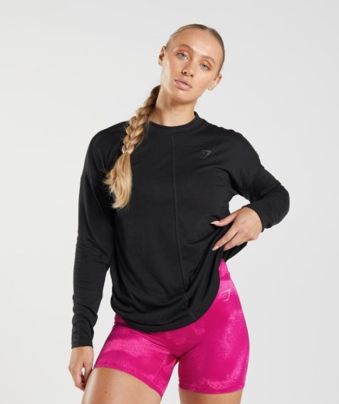 Gymshark GS Power Long Sleeve T-shirt Dam Svarta | SE-96314G