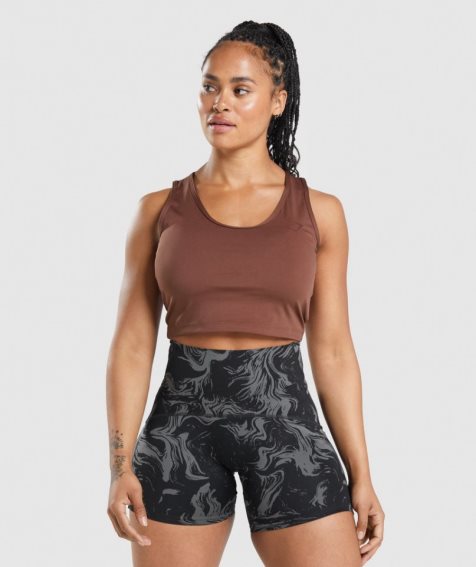 Gymshark GS Power Open Back Cropped Linnen Dam Bruna | SE-56380J