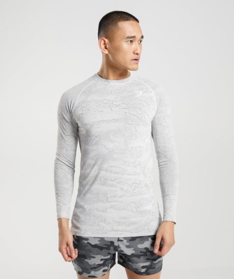 Gymshark Geo Seamless Long Sleeve T-shirt Herr Ljusgrå | SE-58961X