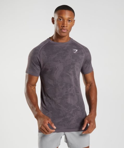 Gymshark Geo Seamless T-shirt Herr Lila | SE-76591B