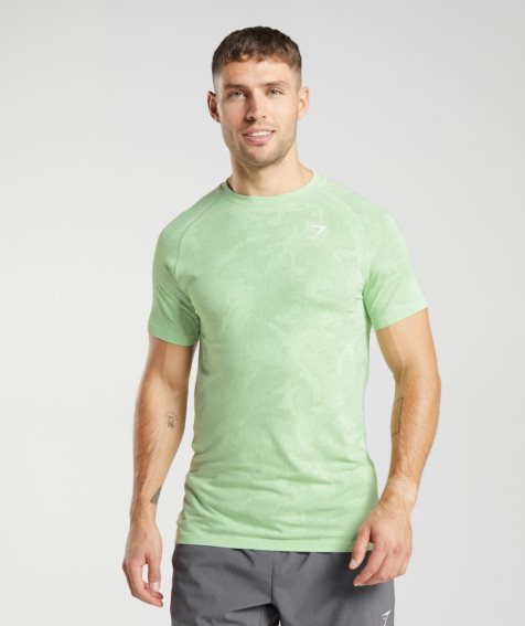 Gymshark Geo Seamless T-shirt Herr Ljusgröna | SE-50429X