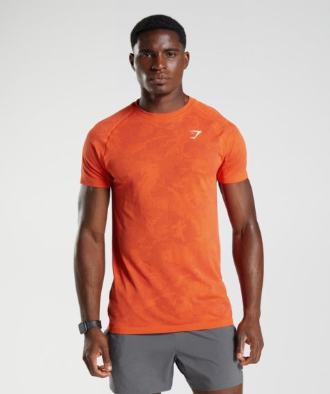 Gymshark Geo Seamless T-shirt Herr Orange | SE-92873I