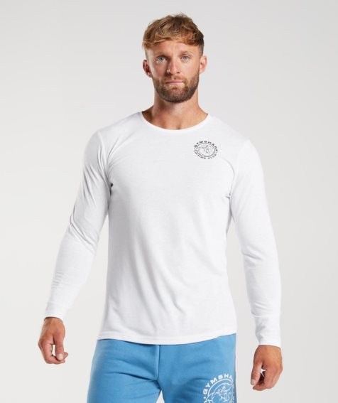 Gymshark Legacy Long Sleeve T-shirt Herr Vita | SE-46380H