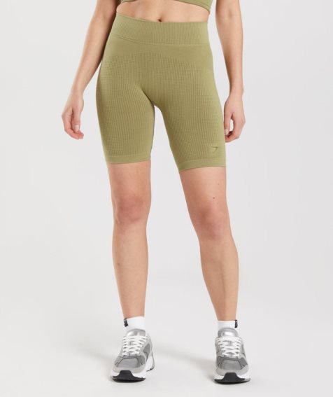 Gymshark Pause Seamless Cycling Shorts Dam Olivgröna | SE-75041X