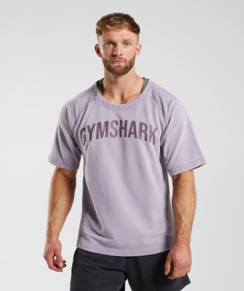 Gymshark Power Washed Rag Top T-shirt Herr Lila | SE-28390N