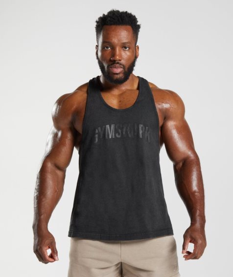 Gymshark Power Washed Stringer Linnen Herr Svarta | SE-03487Q