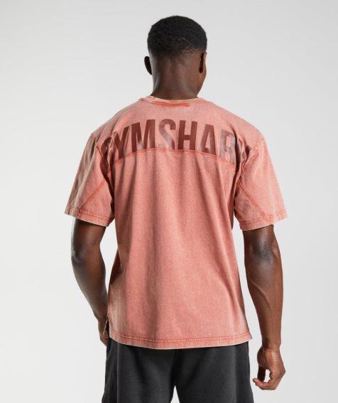 Gymshark Power Washed T-shirt Herr Rosa | SE-84135G