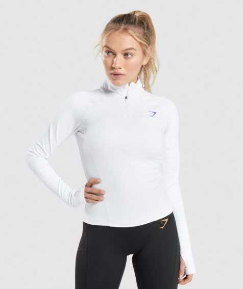 Gymshark Pulse 1/4 Zip Tröjor Dam Vita | SE-73918D