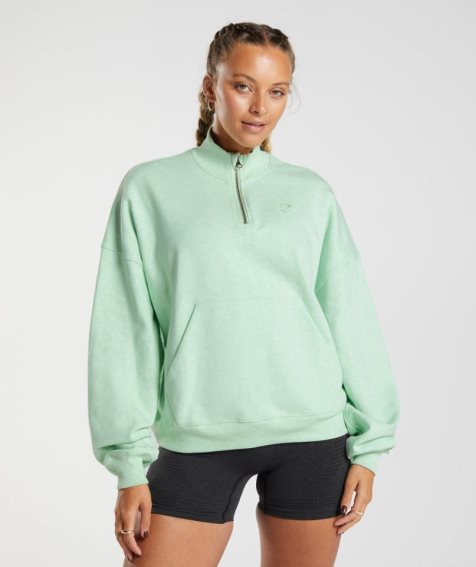 Gymshark Rest Day Sweats 1/2 Zip Tröjor Dam Mintgröna | SE-37268A