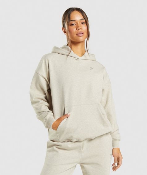 Gymshark Rest Day Sweats Hoodie Dam Beige | SE-14328R