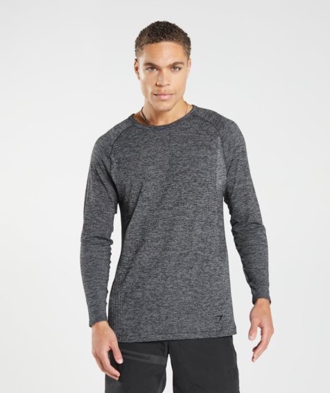 Gymshark Retake Seamless Long Sleeve T-shirt Herr Mörkgrå | SE-95478H