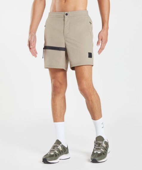 Gymshark Retake Woven 7" Shorts Herr Khaki | SE-67210N