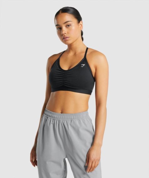 Gymshark Ruched Sport Bh Dam Svarta | SE-31072G