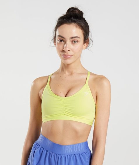 Gymshark Ruched Tränings Sport Bh Dam Gula | SE-92863E