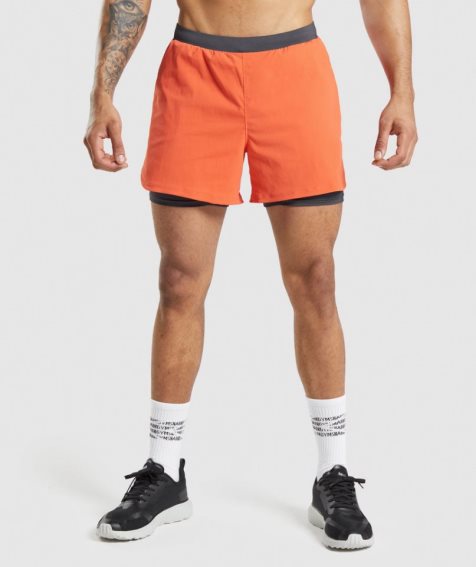 Gymshark Speed Evolve 5" 2 In 1 Shorts Herr Orange | SE-19572G