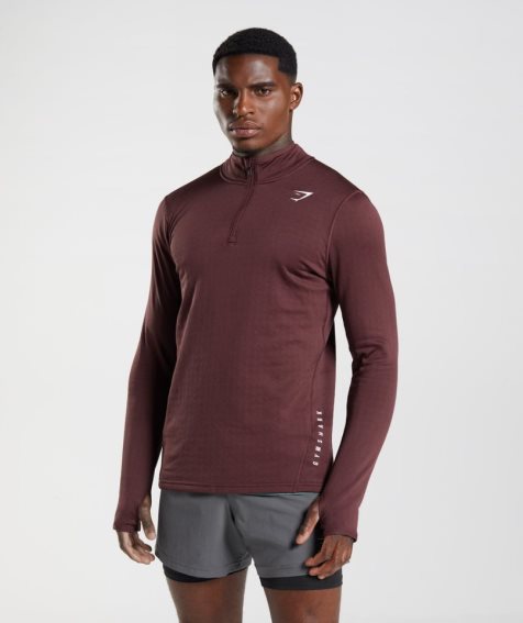 Gymshark Sport 1/4 Zip Tröjor Herr Vinröda | SE-08945R